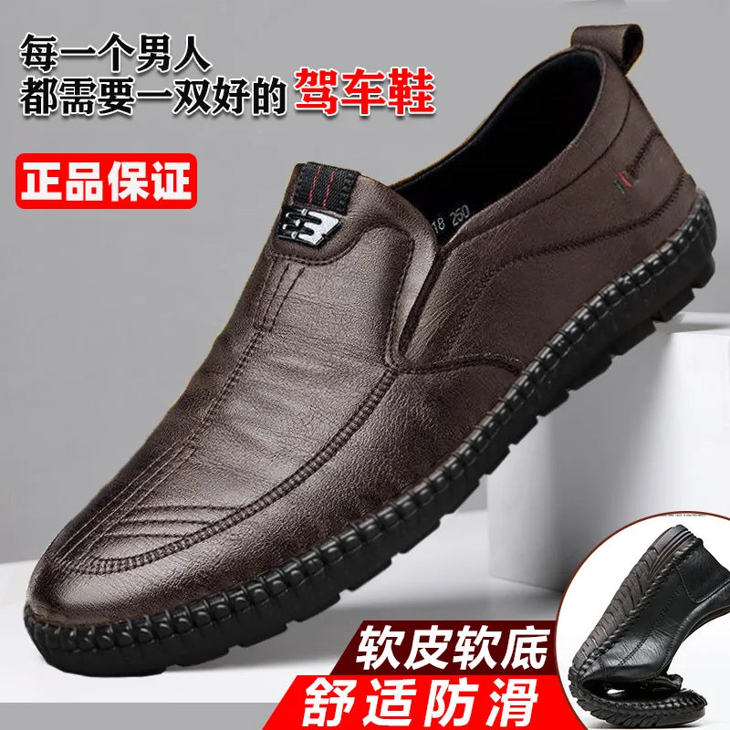 Leather Loafers Non Slip Walking Flats Breathable