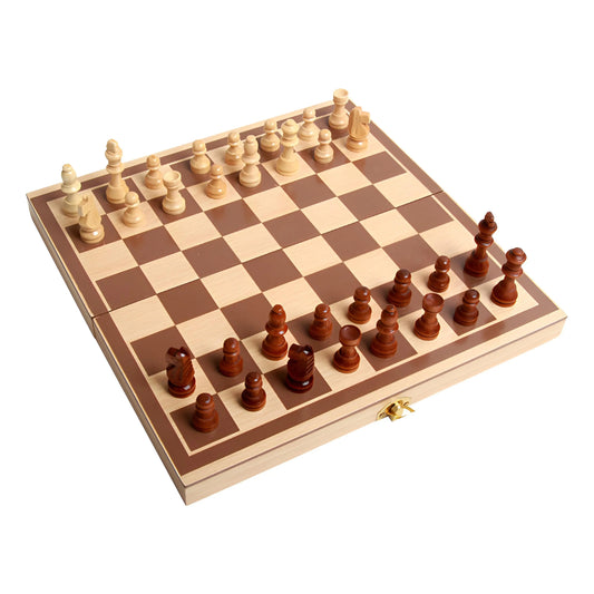 Reversible Wooden Board Checkers/ 32 Chess Pieces for Age 8 to Adult for Family Fun