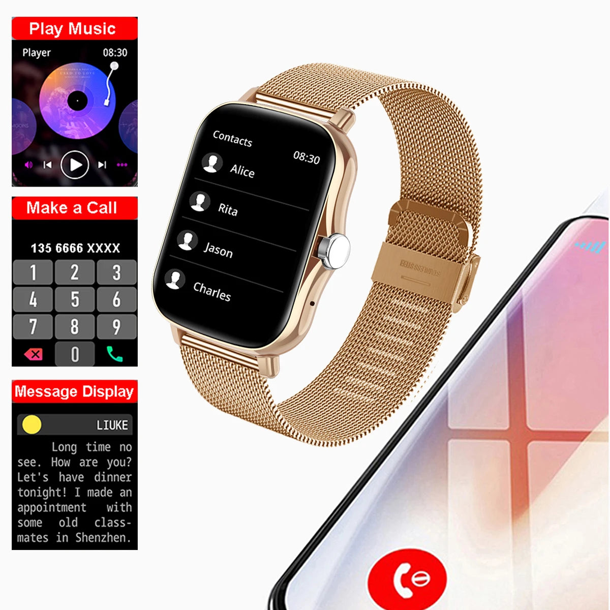 Smartwatch Touch Dial Call MusicS Fitness Tracker