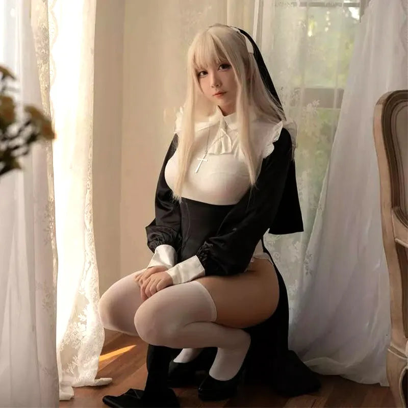 Fancy Halloween Party  Outfit Adult Nun