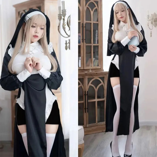 Fancy Halloween Party  Outfit Adult Nun