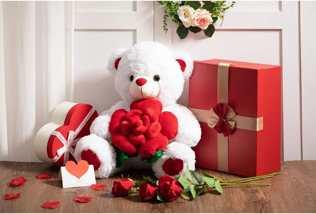 Bear Plush Toy with Rose Valentine's Day Gift