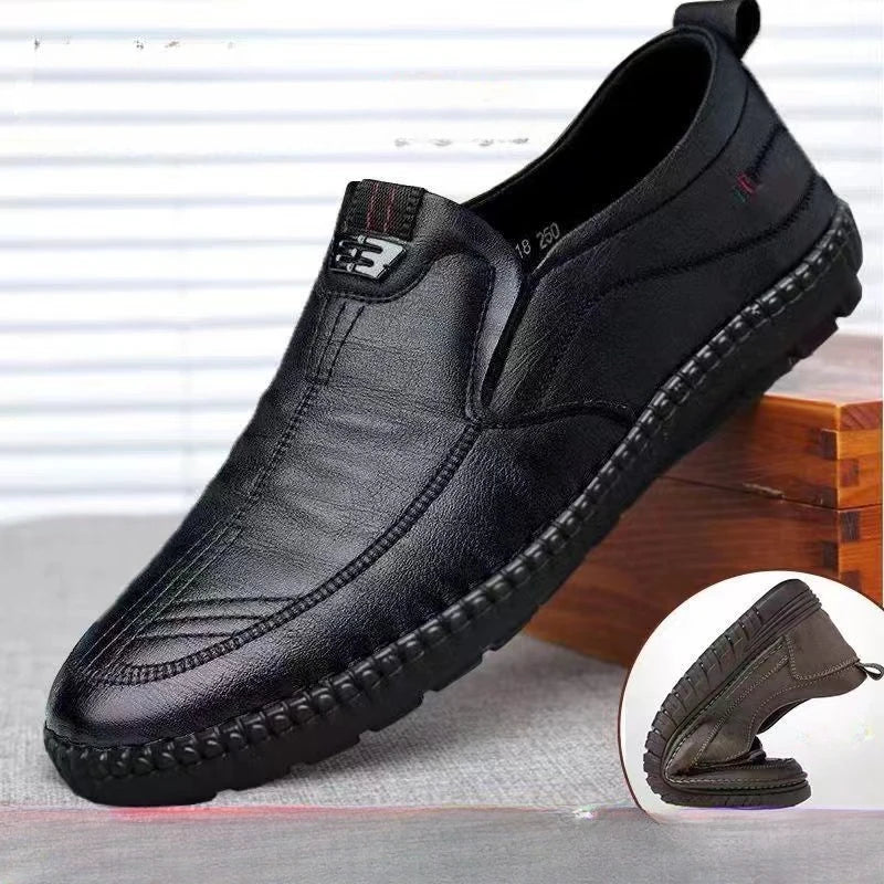 Leather Loafers Non Slip Walking Flats Breathable