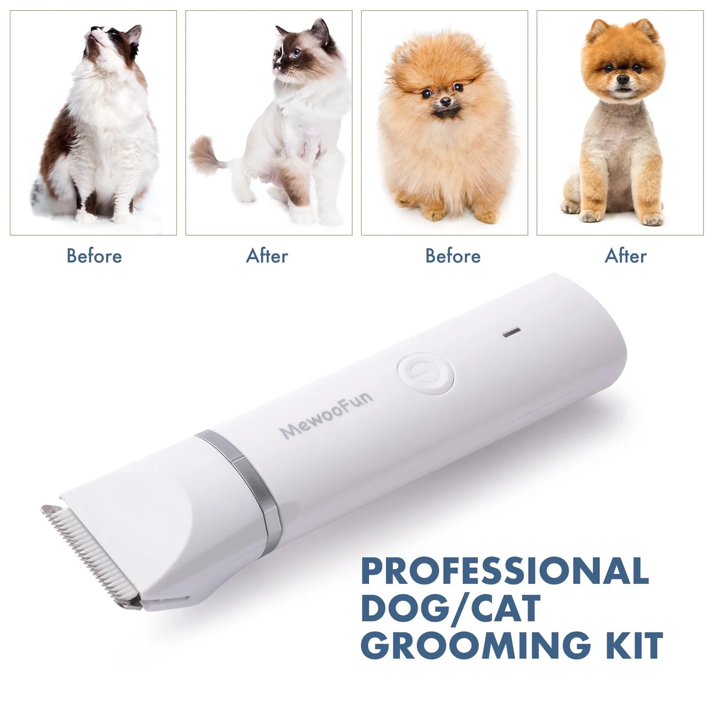 Pet Hair Trimmer with 4 Blades Grooming Clipper Nail Grinder