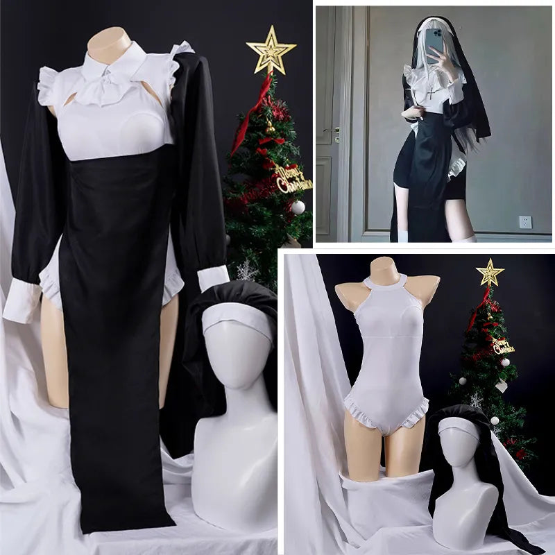 Fancy Halloween Party  Outfit Adult Nun