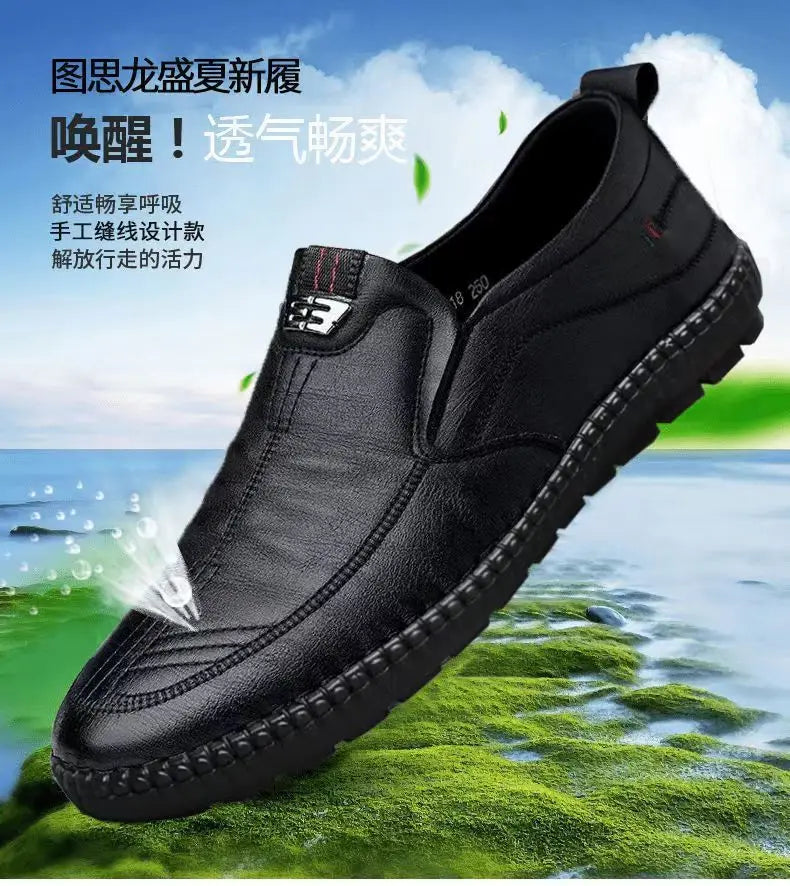 Leather Loafers Non Slip Walking Flats Breathable