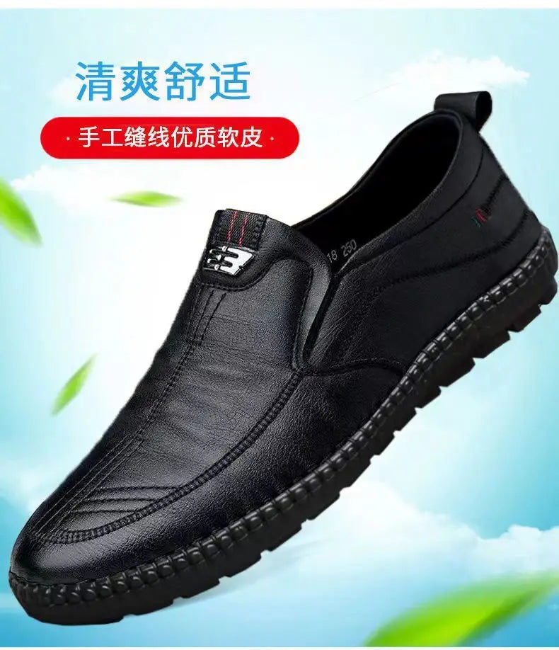 Leather Loafers Non Slip Walking Flats Breathable