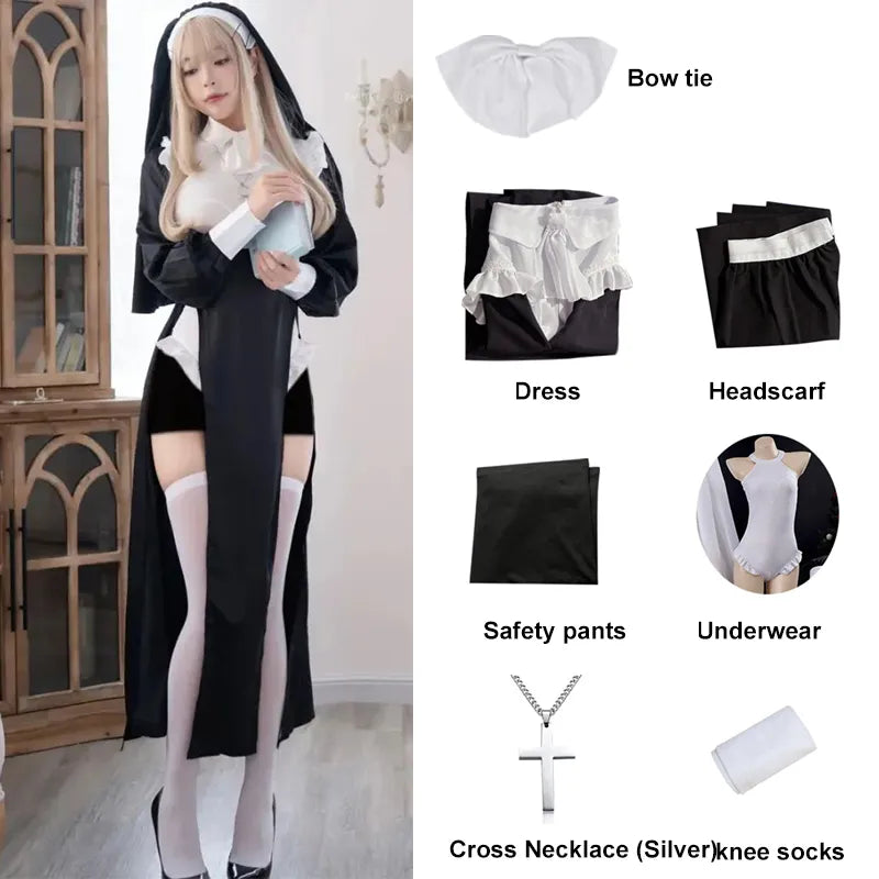 Fancy Halloween Party  Outfit Adult Nun